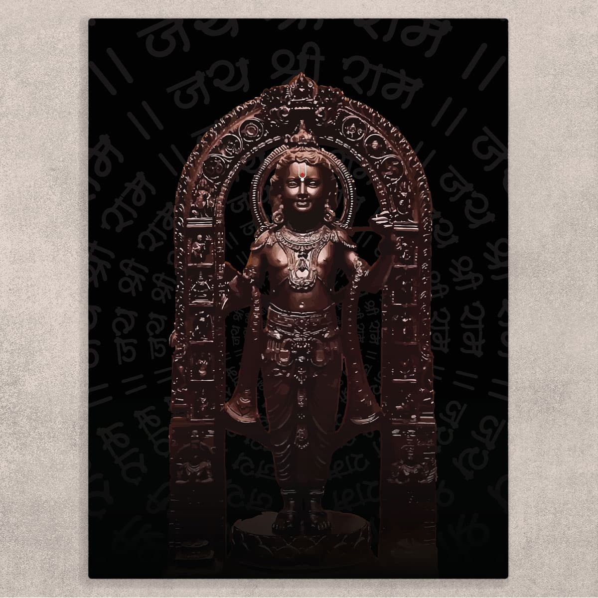 Ayodhya Ram Lalla Idol Canvas Art for Wall shown in a room