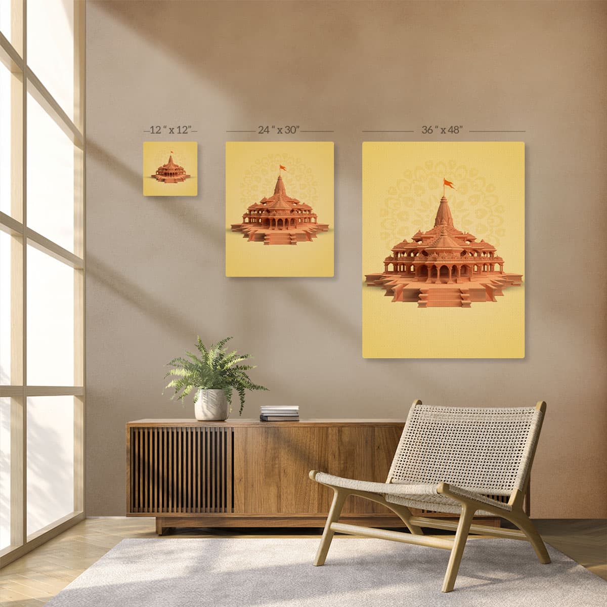 Ram Mandir Canvas Art for Wall pattern detail