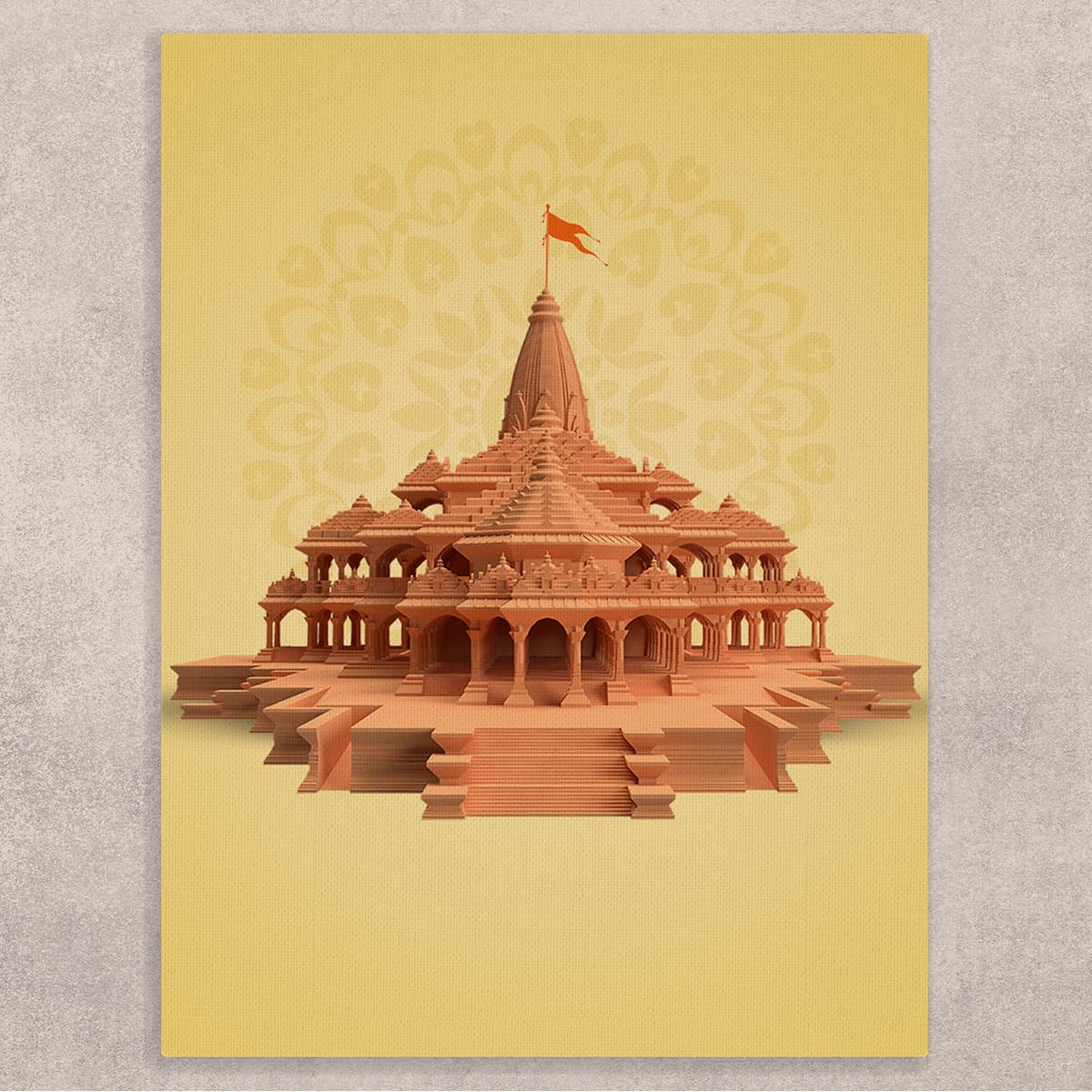 Ram Mandir Canvas Art for Wall shown in a room