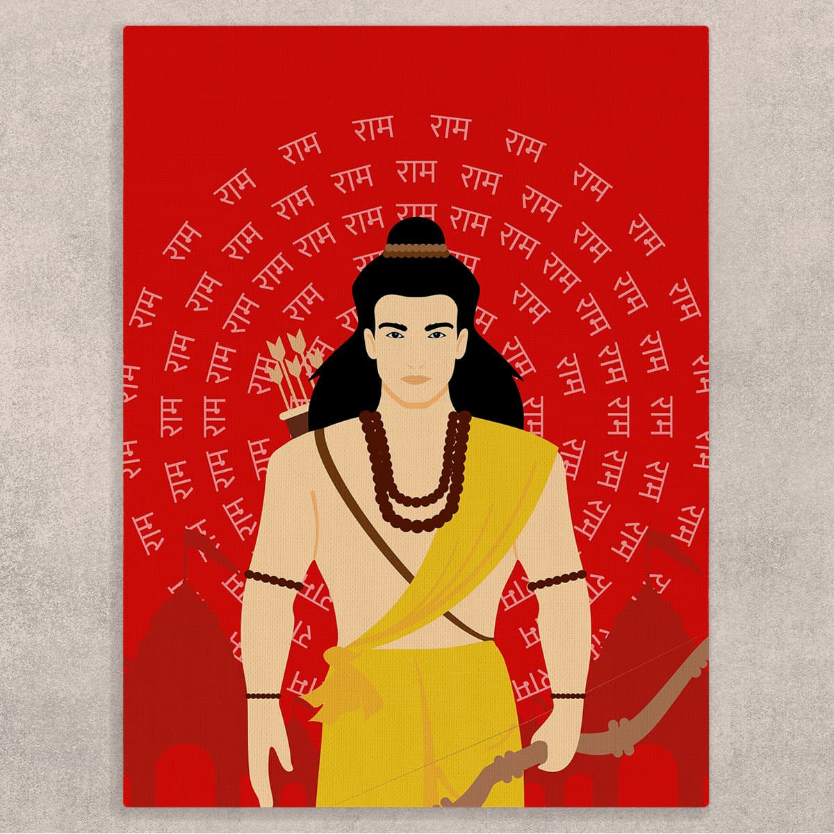 Maryada Purushottam Shri Ram Canvas Art for Wall shown in a room