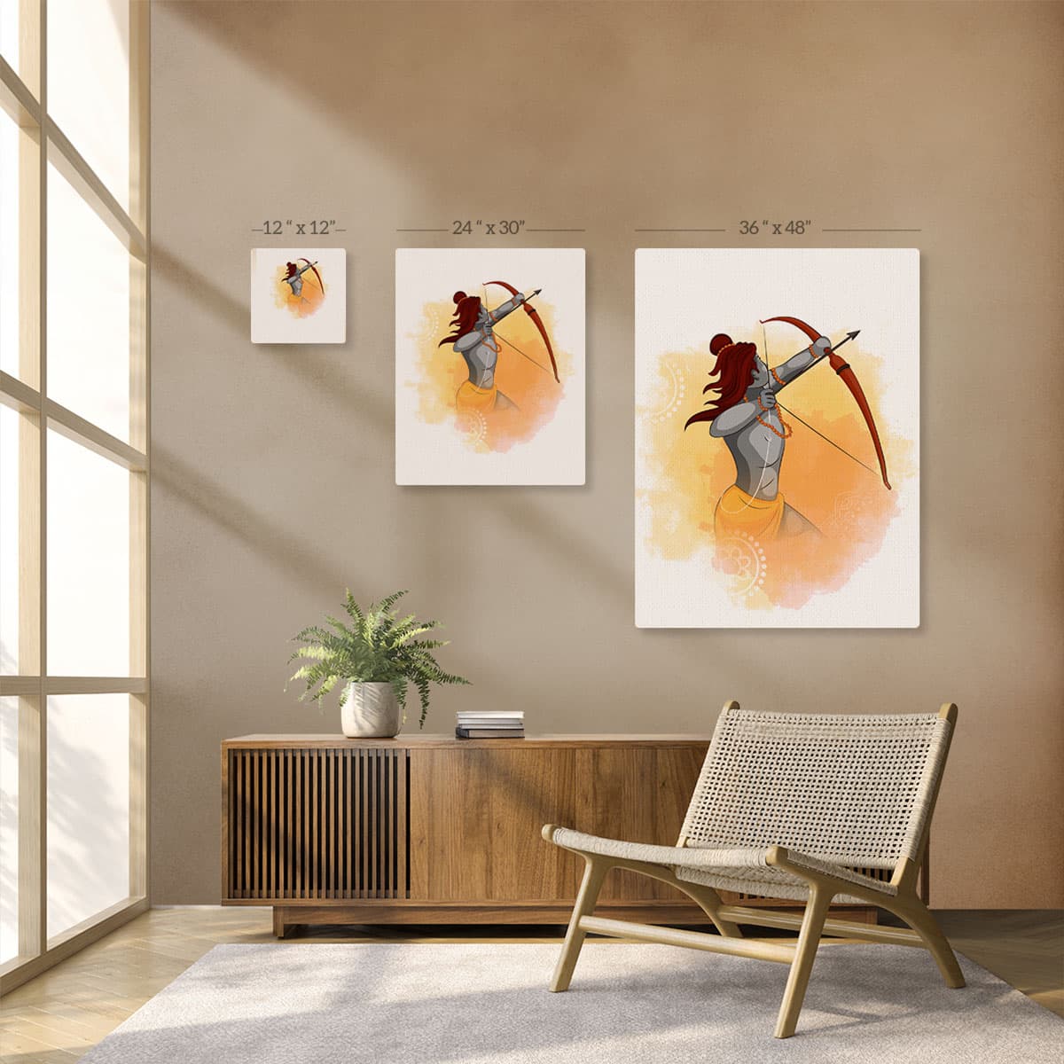 Ram With Bow and Arrow Canvas Art for Wall pattern detail