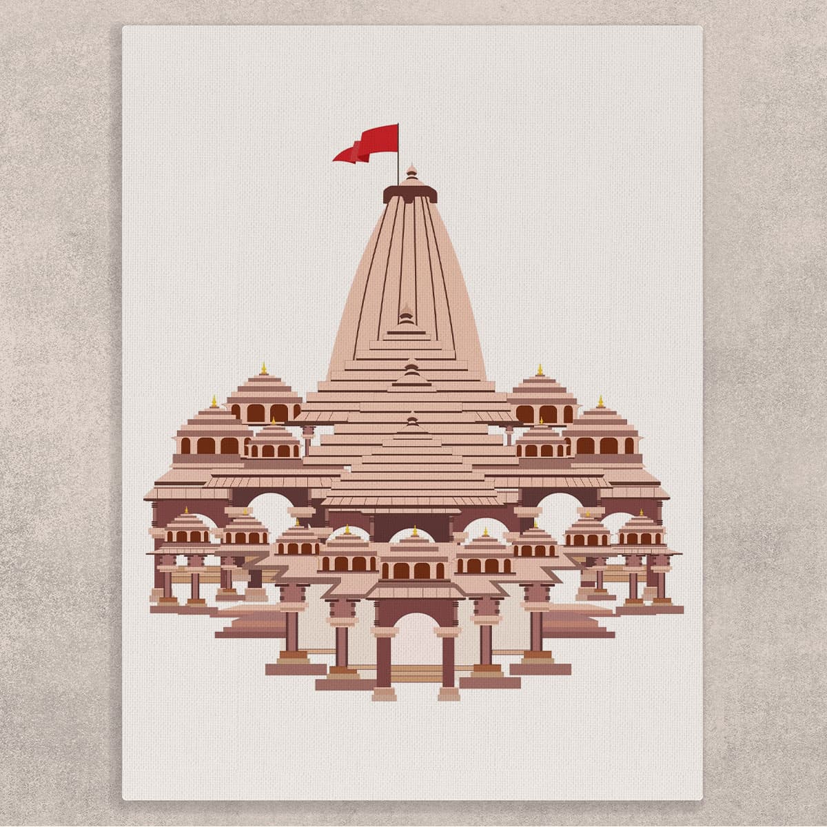 Beautiful Ram Mandir Wall Decor Canvas Art shown in a room