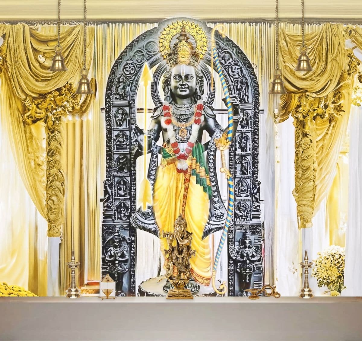 Ram Lala Wallpaper for Home and Office shown in a room