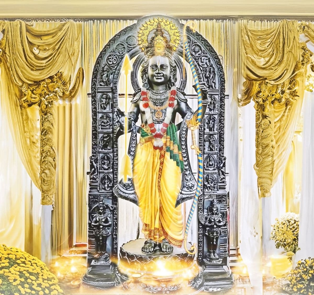 Ram Lala Wallpaper for Home and Office pattern detail