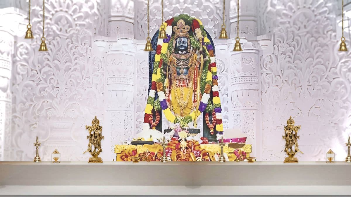 Ram Lalla Ayodhya Wallpaper for Wall shown in a room