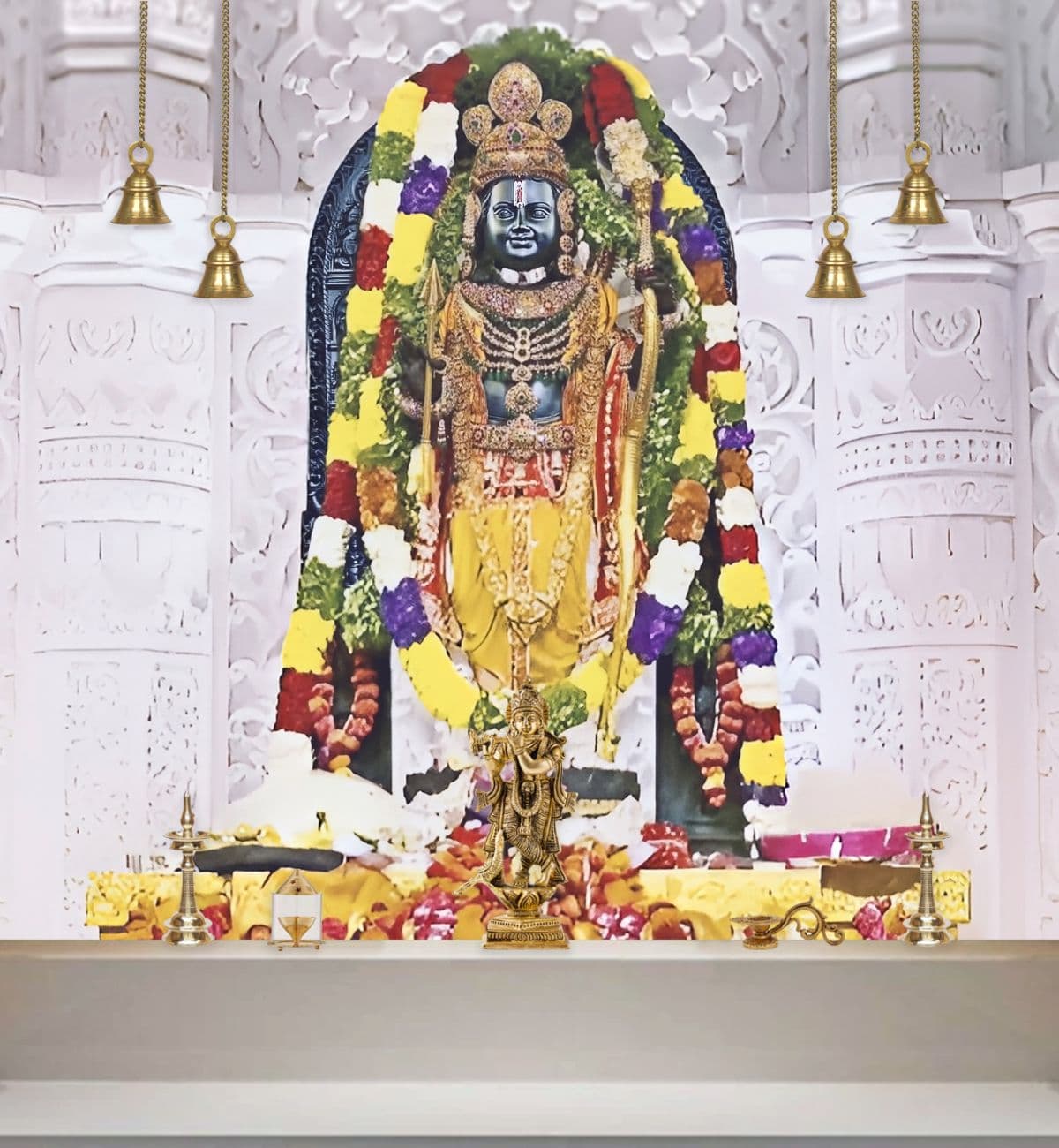 Shri Ram Idol Wallpaper for Home Walls shown in a room