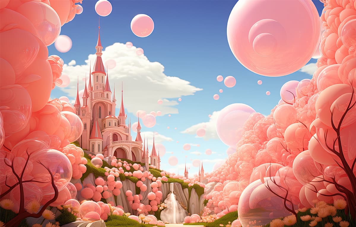 Castle of Dream in Peachfuzz Wallpaper for Wall pattern detail