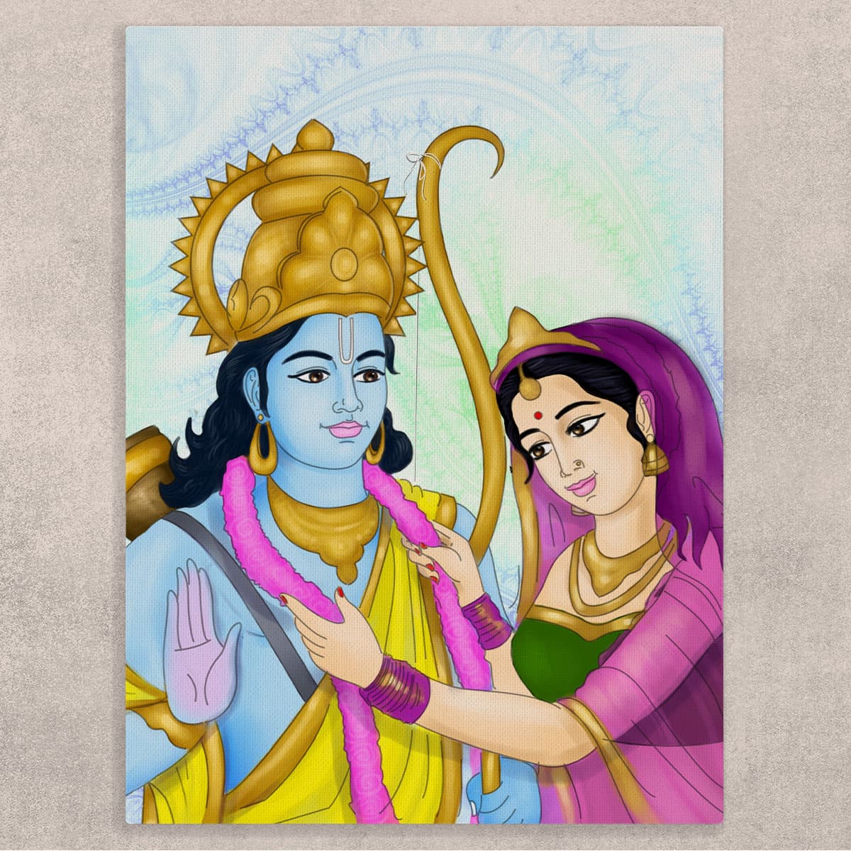Sita Rama Kalyanam Paintings shown in a room