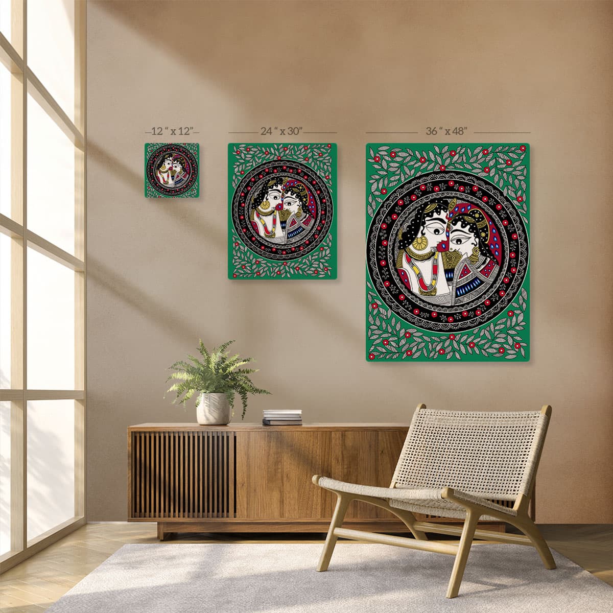 Radha Krishna Canvas Painting pattern detail