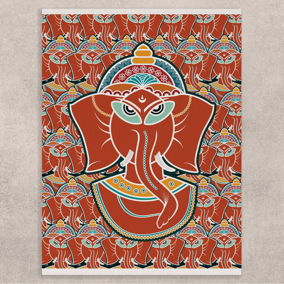 Ganesha Painting on Canvas shown in a room