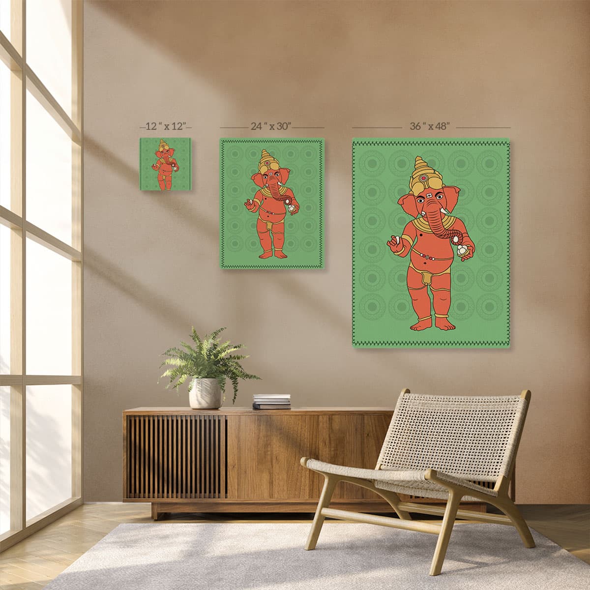 Canvas Painting Ganpati pattern detail
