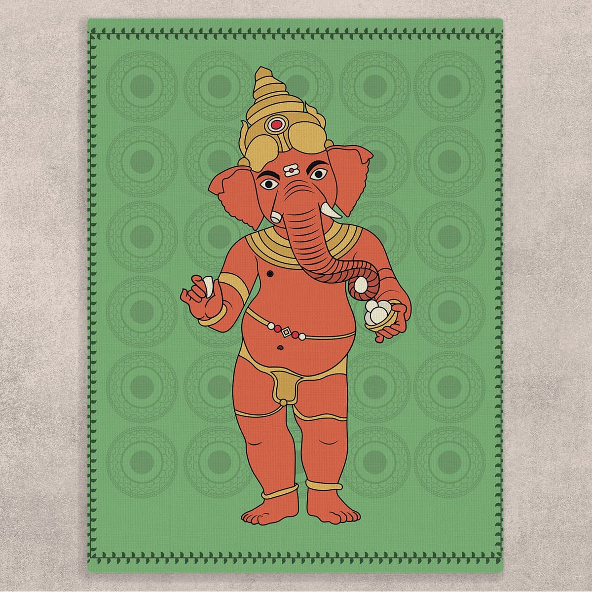 Canvas Painting Ganpati shown in a room