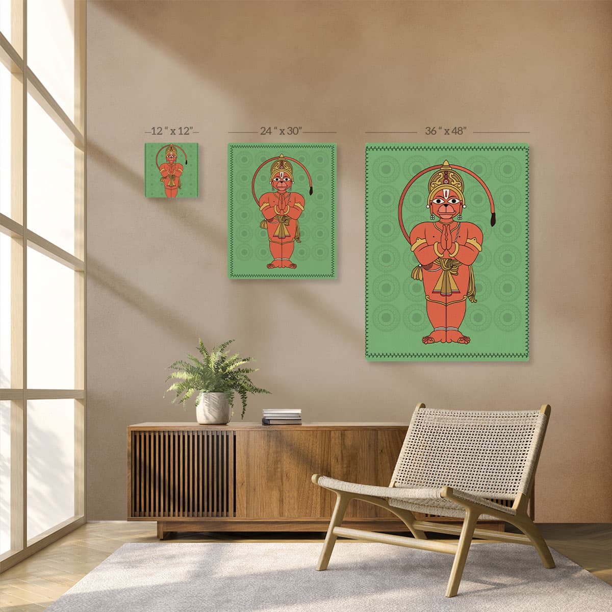 Hanuman Canvas Painting pattern detail