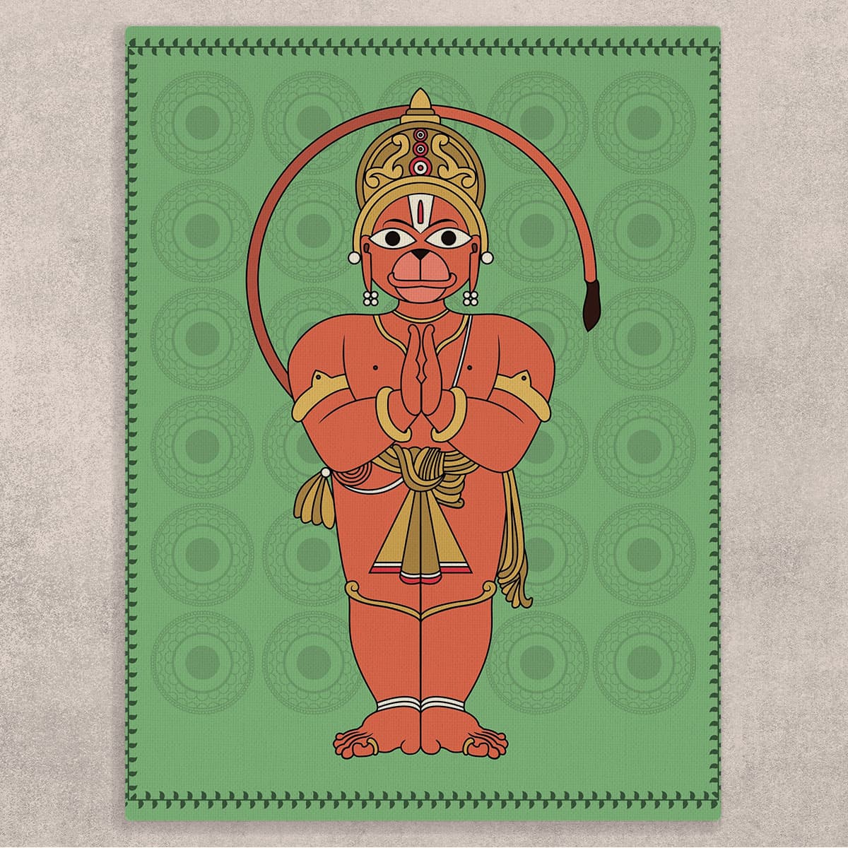 Hanuman Canvas Painting shown in a room