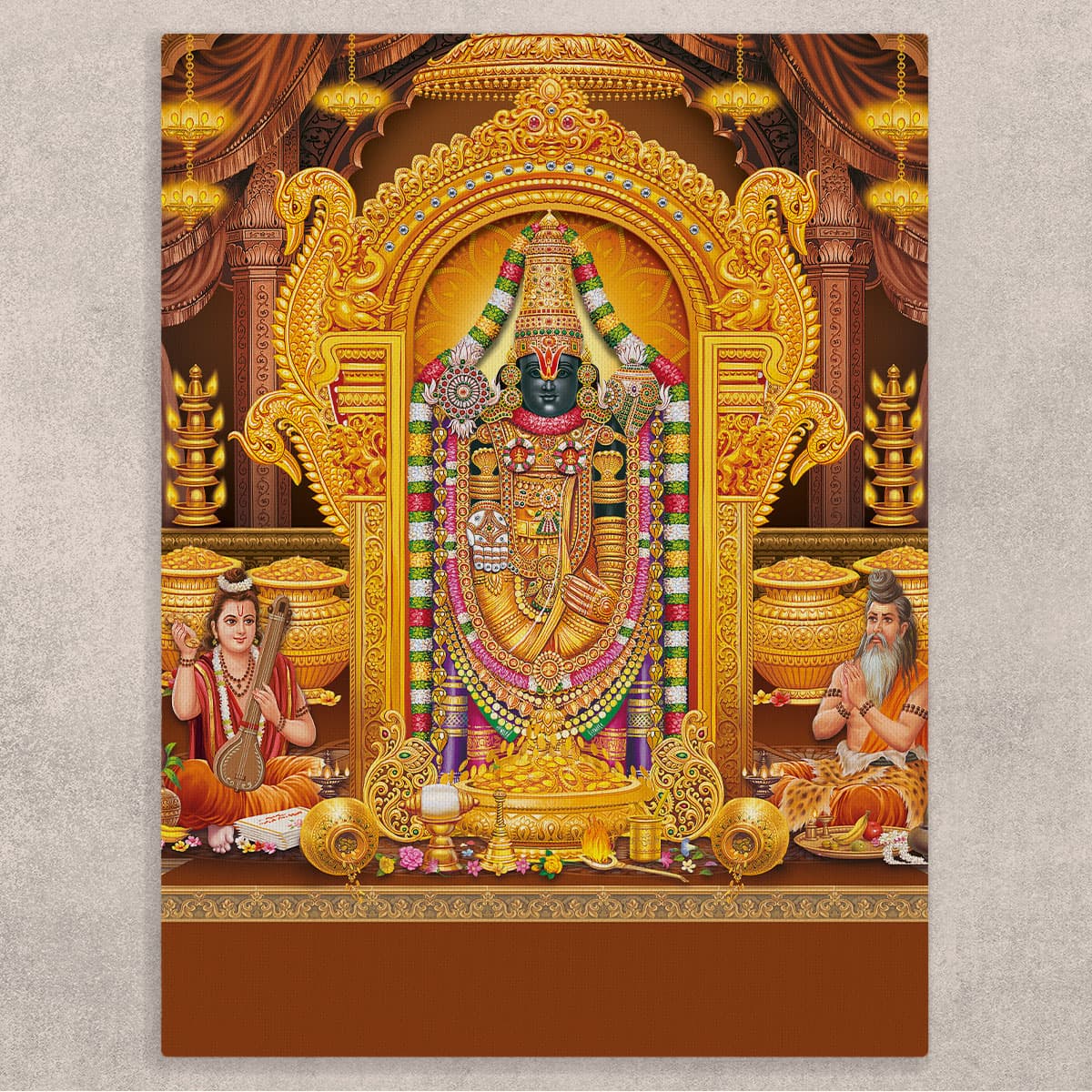 Tirupati Balaji Canvas Painting shown in a room