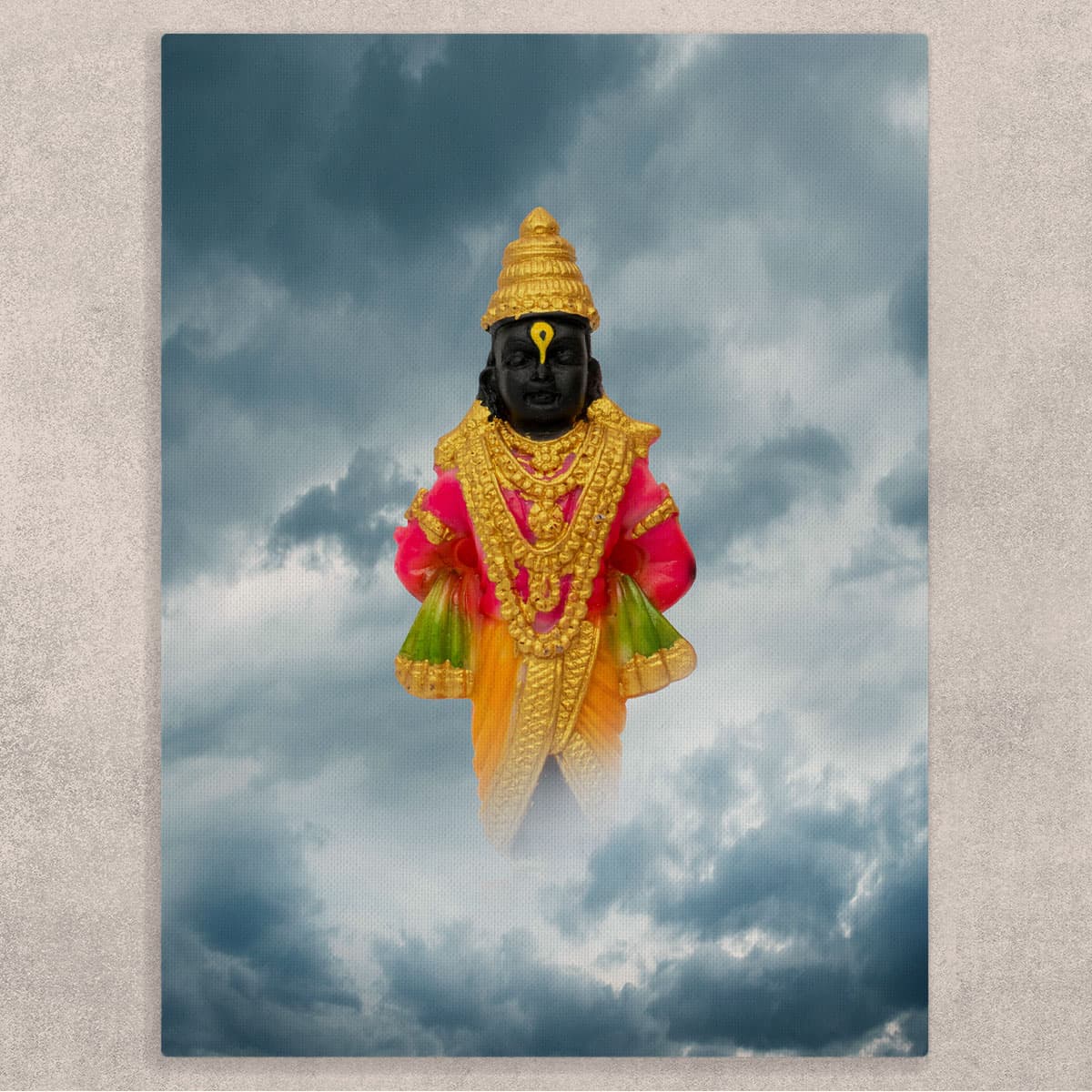 Vitthal Painting on Canvas shown in a room