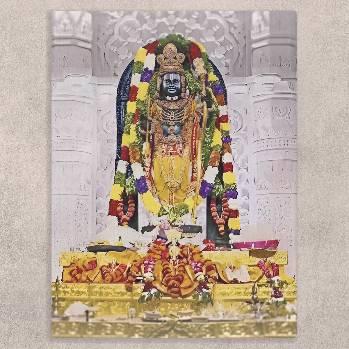 Ram Lalla Painting on Canvas shown in a room