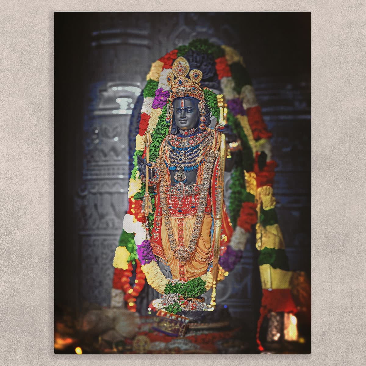 Shri Ram Lalla Canvas Painting shown in a room