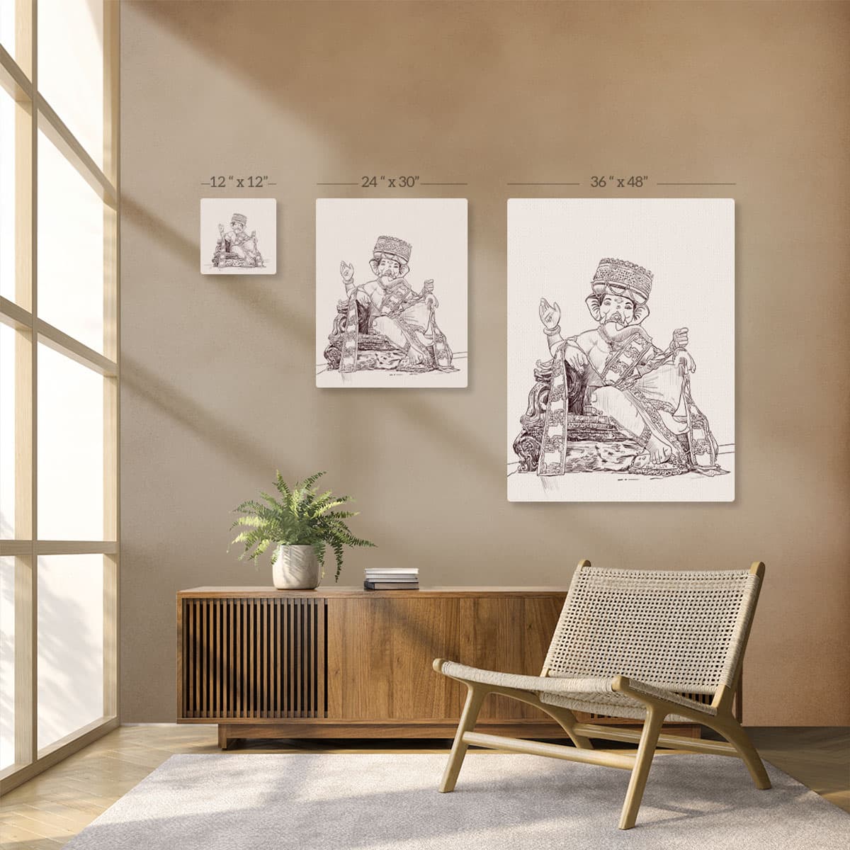 Ganesha Canvas Art pattern detail