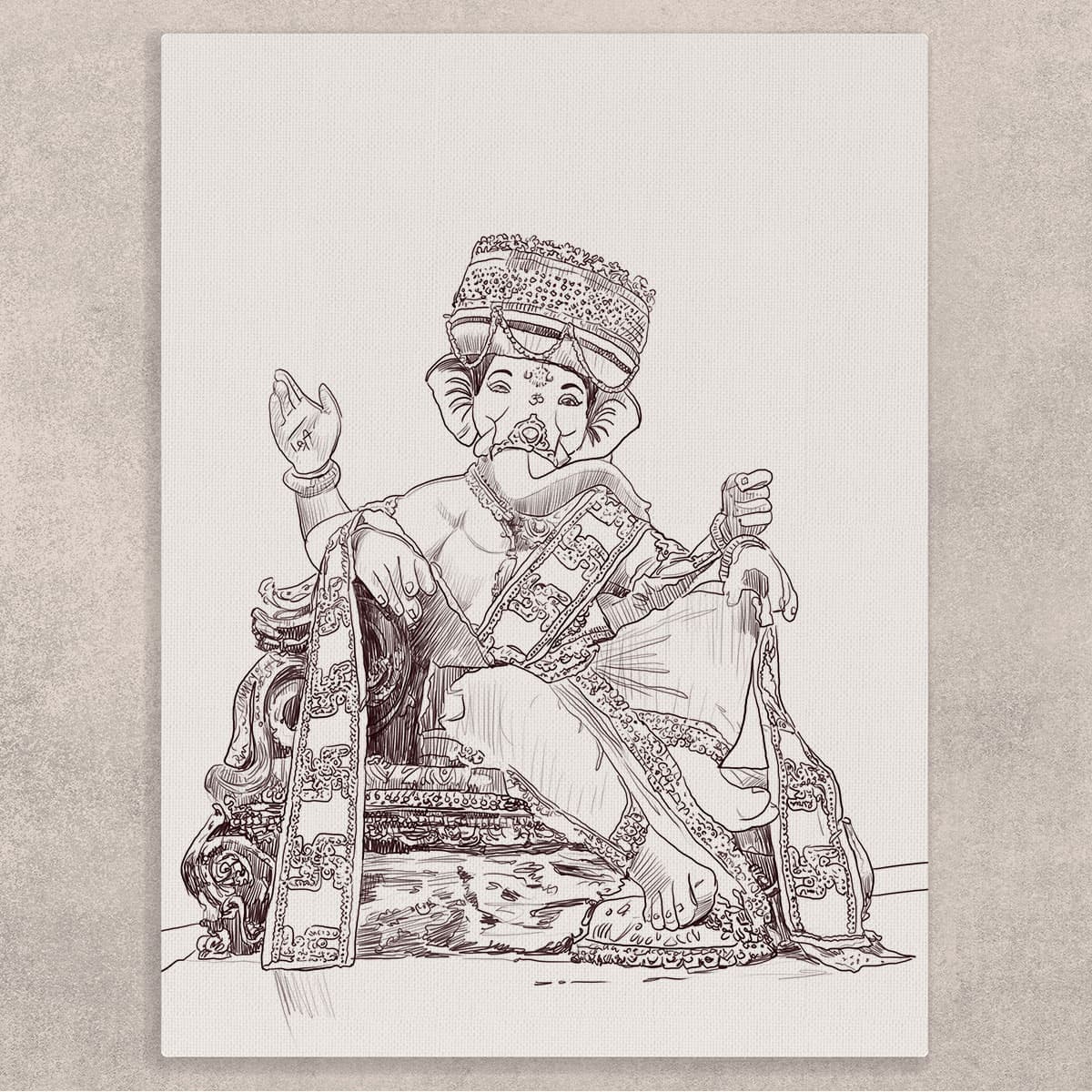 Ganesha Canvas Art shown in a room