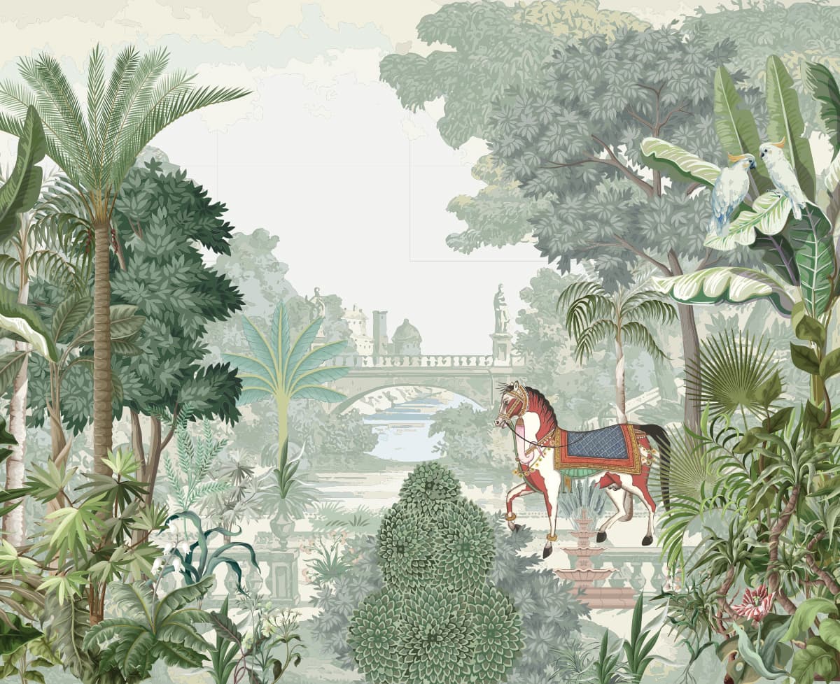 Colonial Garden Charm Wallpaper pattern detail