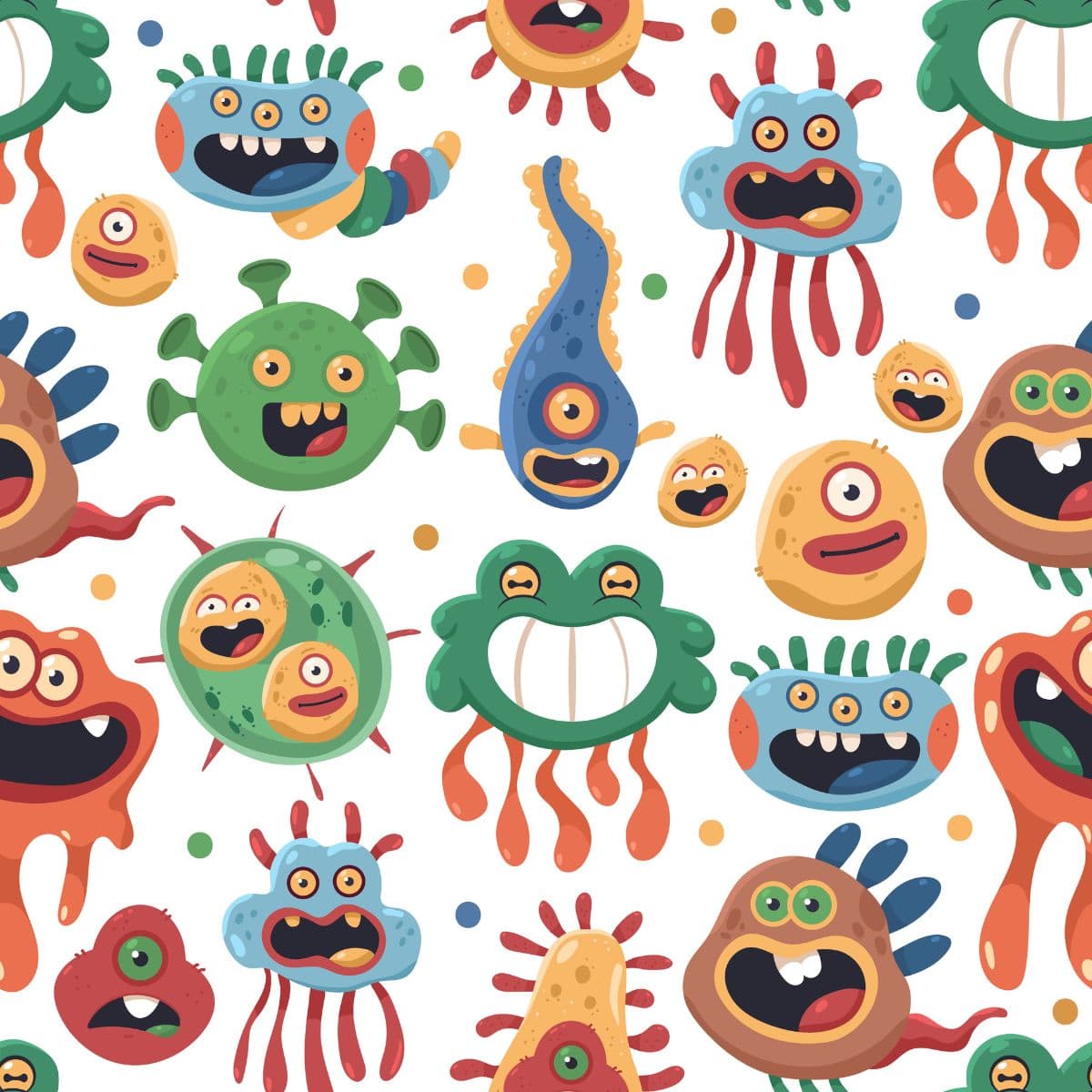 Cute Germ and Bacteria Wallpaper for Wall pattern detail