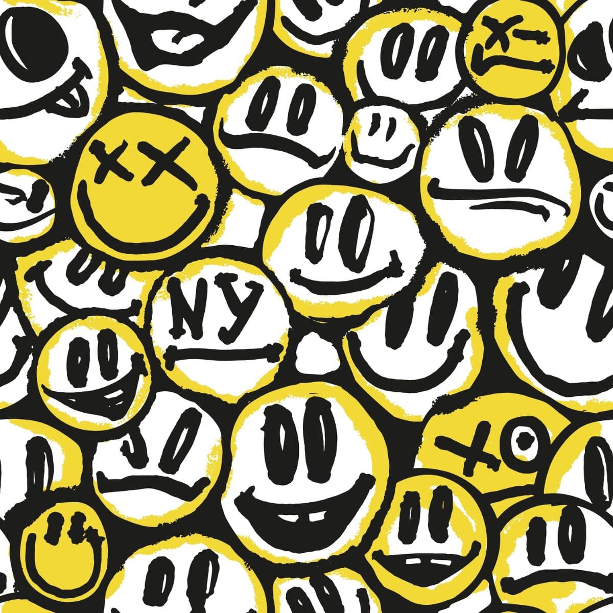 Smiley Face Caricature Wallpaper for Wall pattern detail