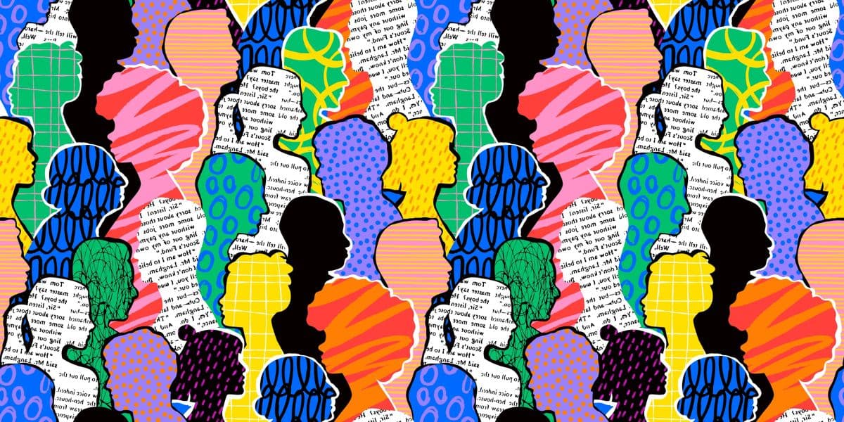 Diversity, Amazing Colorful Peoples Art Wallpaper pattern detail