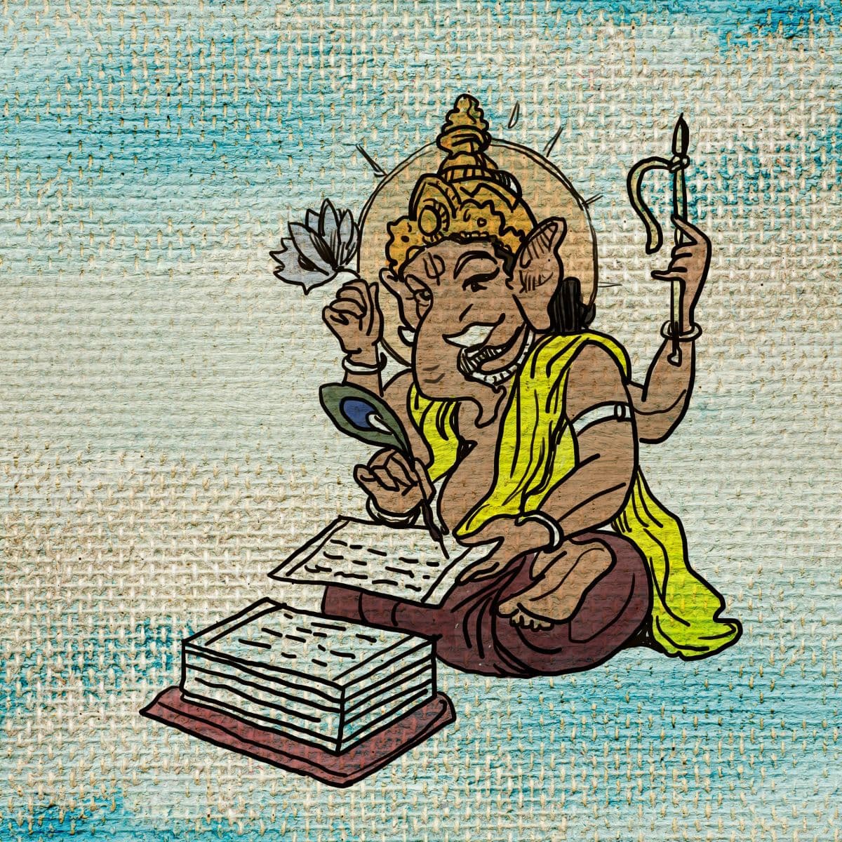 Ganesha ji Writing Mahabharat Wallpaper pattern detail