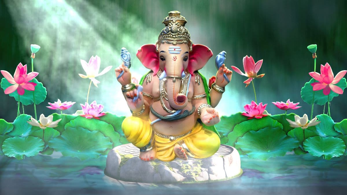 Ganesha Landscape Wallpaper Mural pattern detail