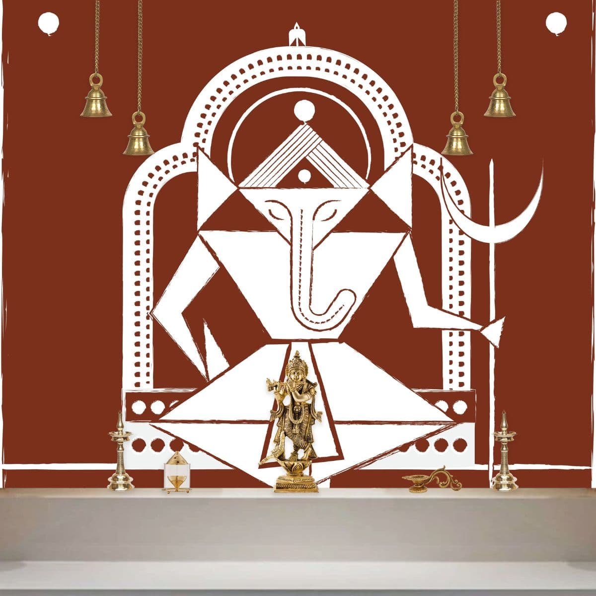Ganesha Tribal Art Wallpaper for Wall shown in a room