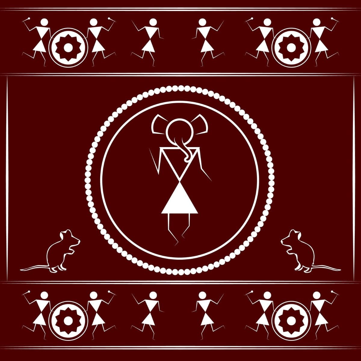 Ganesha Warli Art Mural Wallpaper for Wall pattern detail