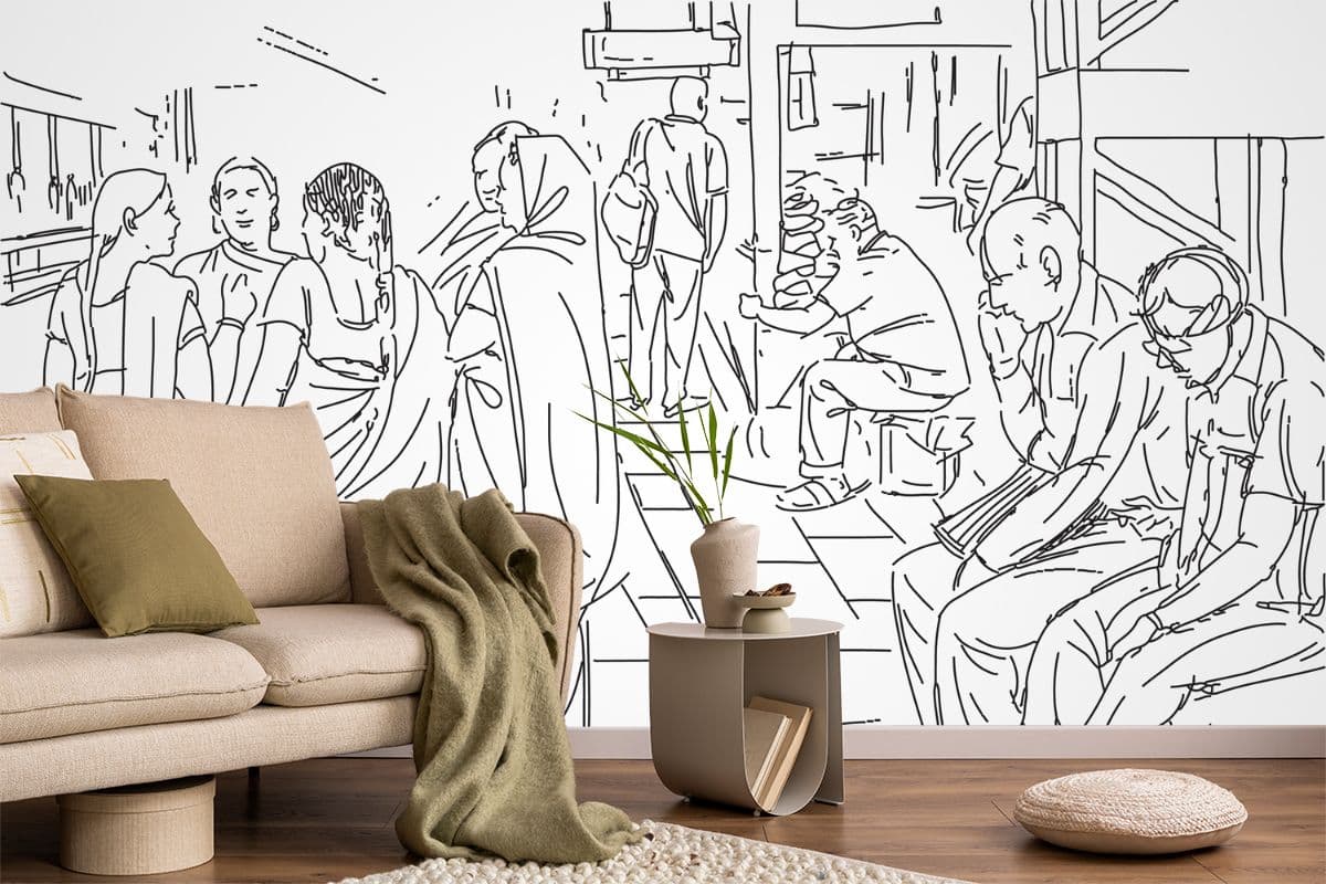 Indian Street Art Wallpaper for Wall shown in a room