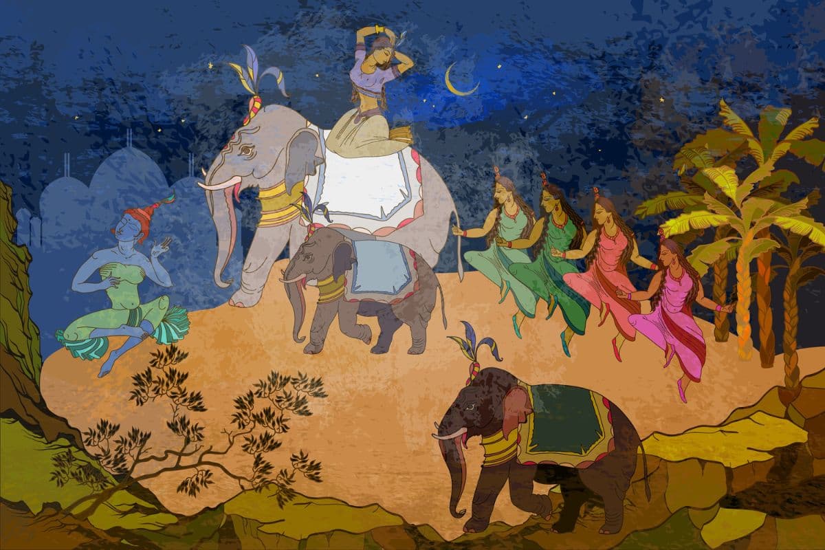 Heera Mandi Thai Art Style Wallpaper Mural pattern detail