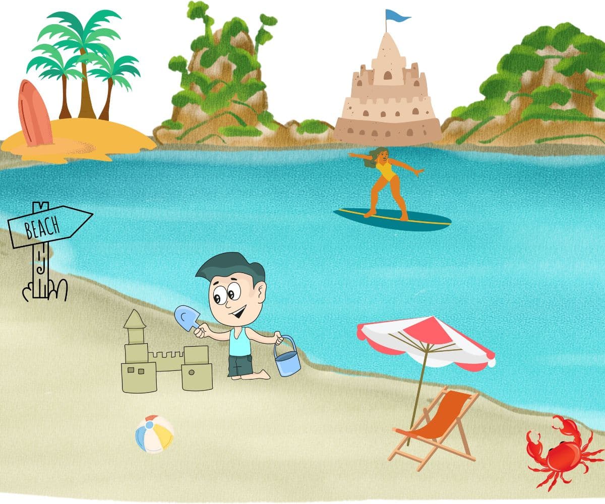 The Kiddies Beach Mural Wallpaper pattern detail