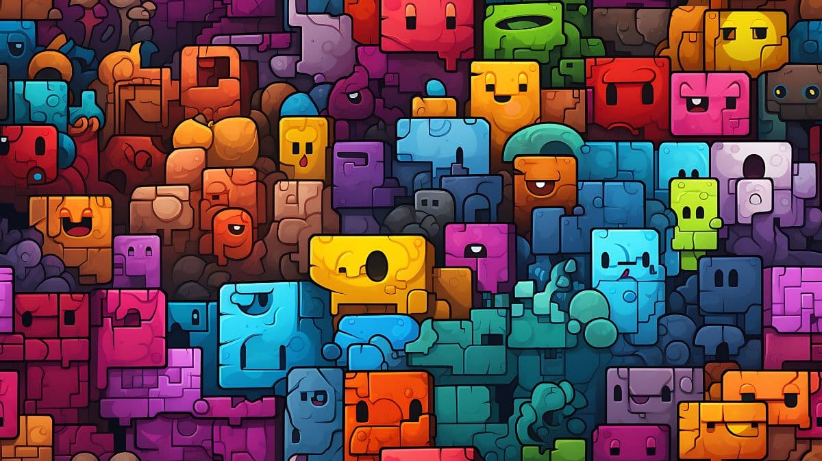 Pixel Gaming Wall Cartoon Style Wallpaper pattern detail