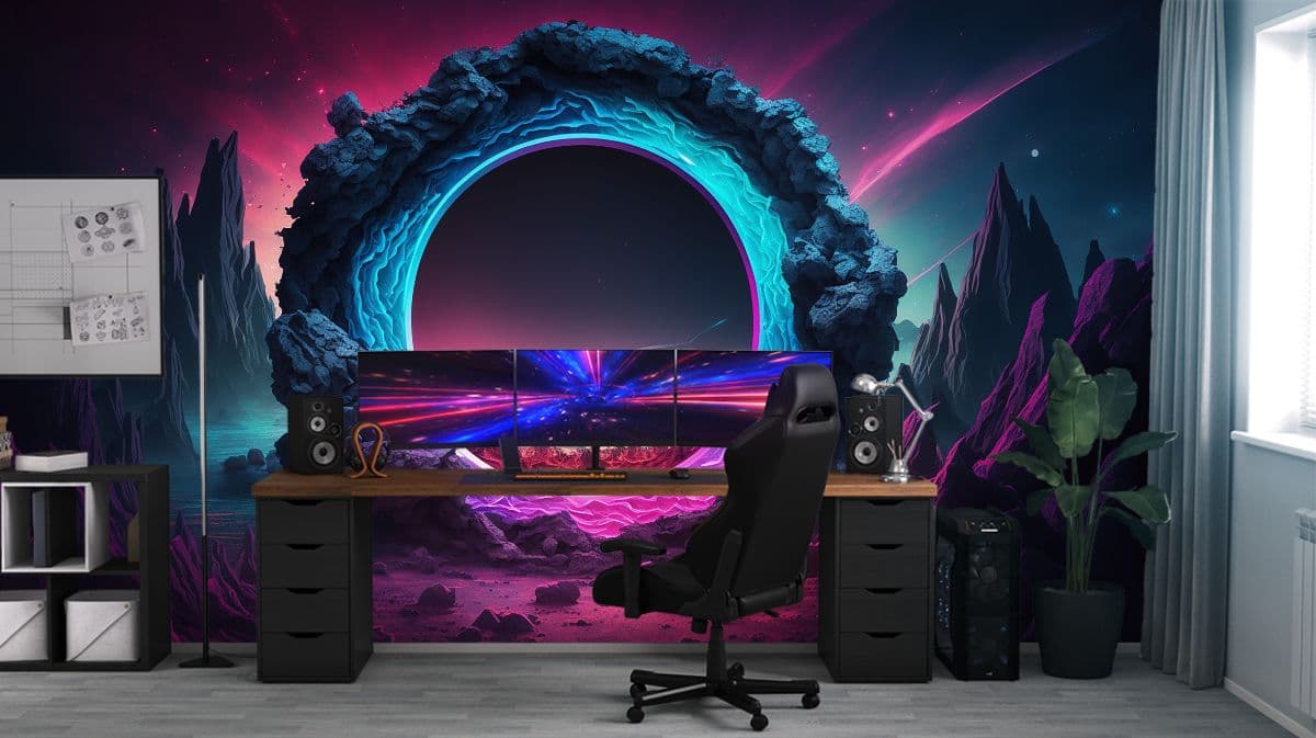 Space Cosmic Portal Wallpaper for Wall shown in a room