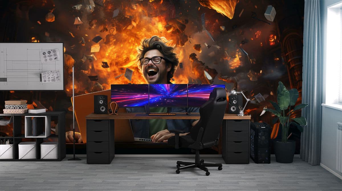 The Enthusiastic Gamer Wallpaper Mural shown in a room