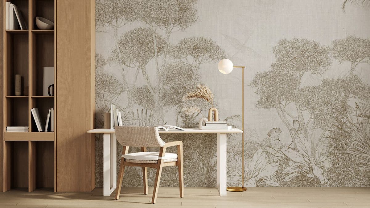 Nature's Tapestry Tales Wallpaper Mural shown in a room