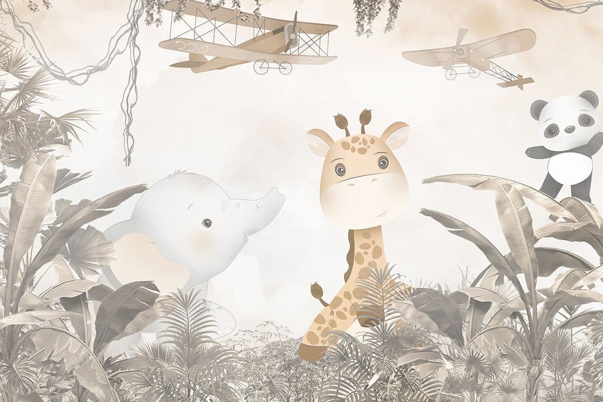 Jungle Jungle Baat Chali Hai, Jungle Buddies Mural Kids Wallpaper pattern detail