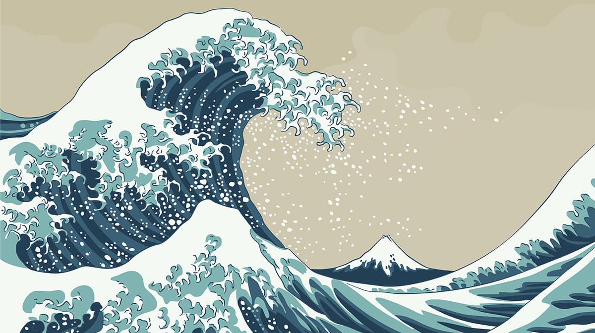 The Great Wave Off Kanagawa Wallpaper pattern detail