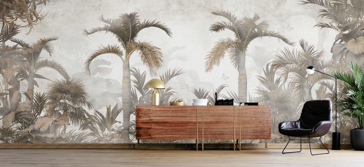 Modern Palm Tree Prelude Wallpaper for Wall shown in a room
