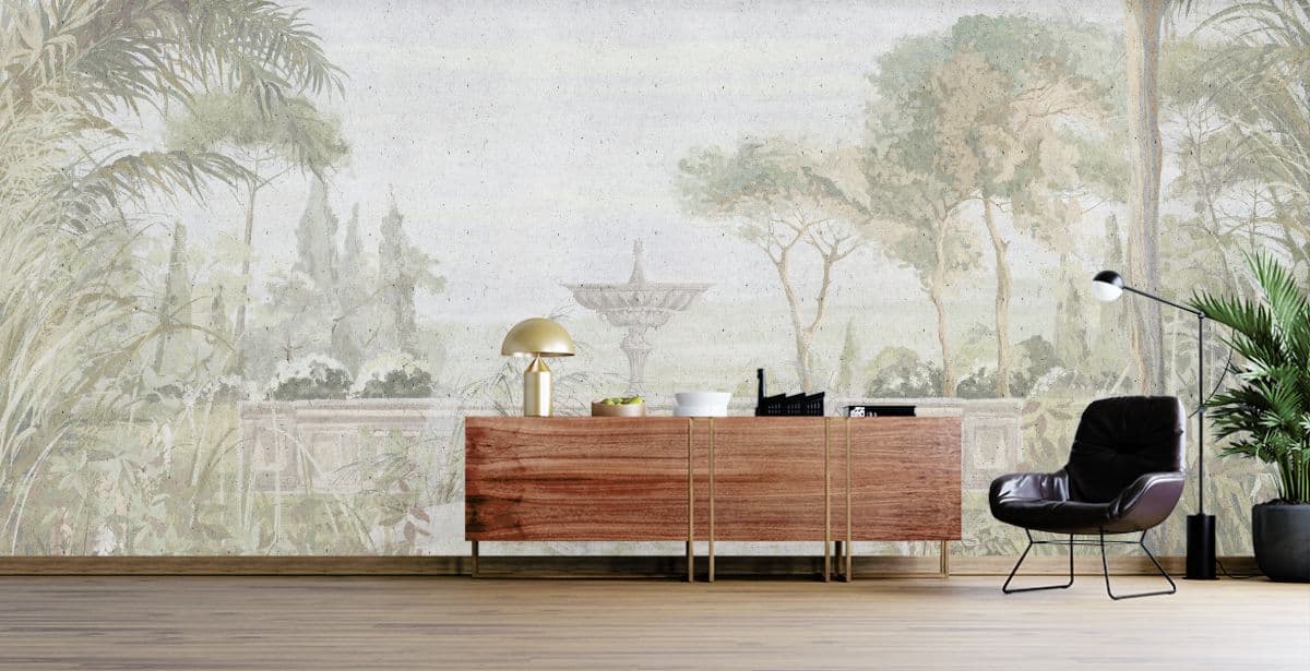 Serene Greenery Springs Wallpaper for Wall shown in a room