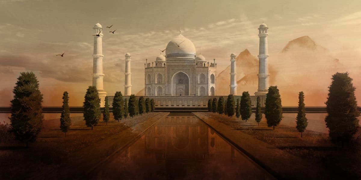 Taj Mahal Landscape Wallpaper for Wall pattern detail
