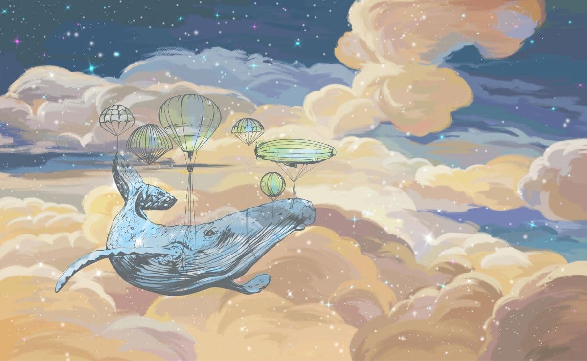 Whale Voyage Sky Symphony Kids Wallpaper pattern detail