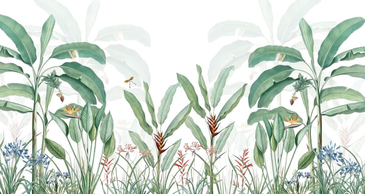 Banana Leaves Tropical Vibes Furniture Wallpaper pattern detail