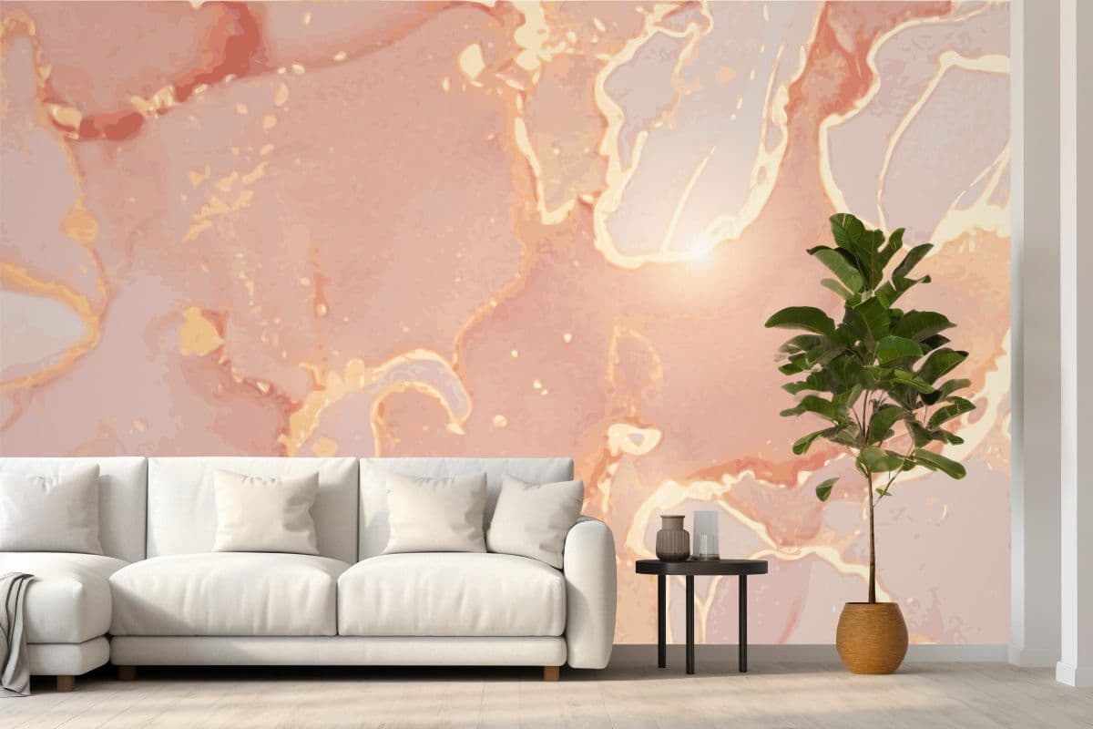 Peach Marble Elegance Wallpaper for Wall shown in a room