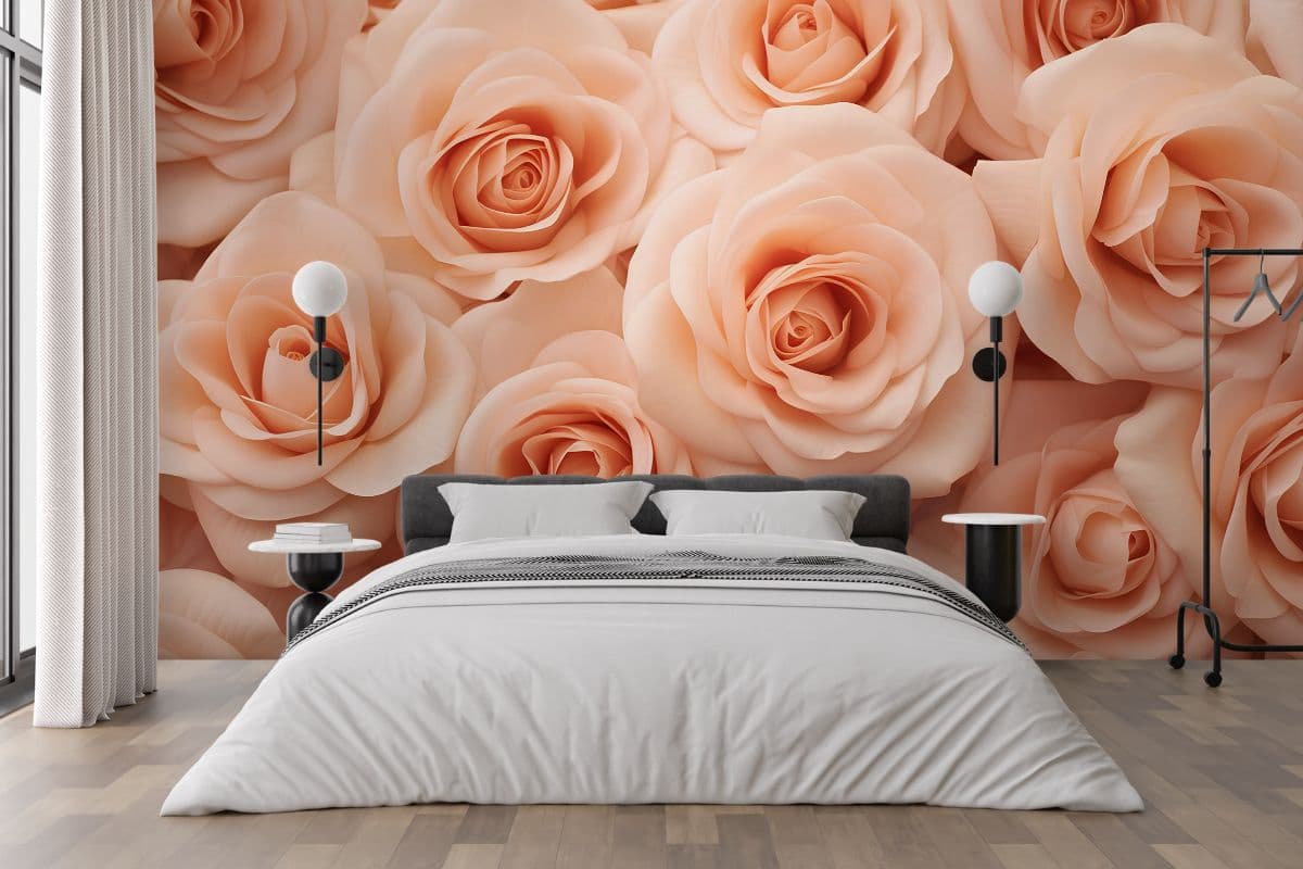 Rosa, Soft Bloom Luxuria Wallpaper for Wall shown in a room