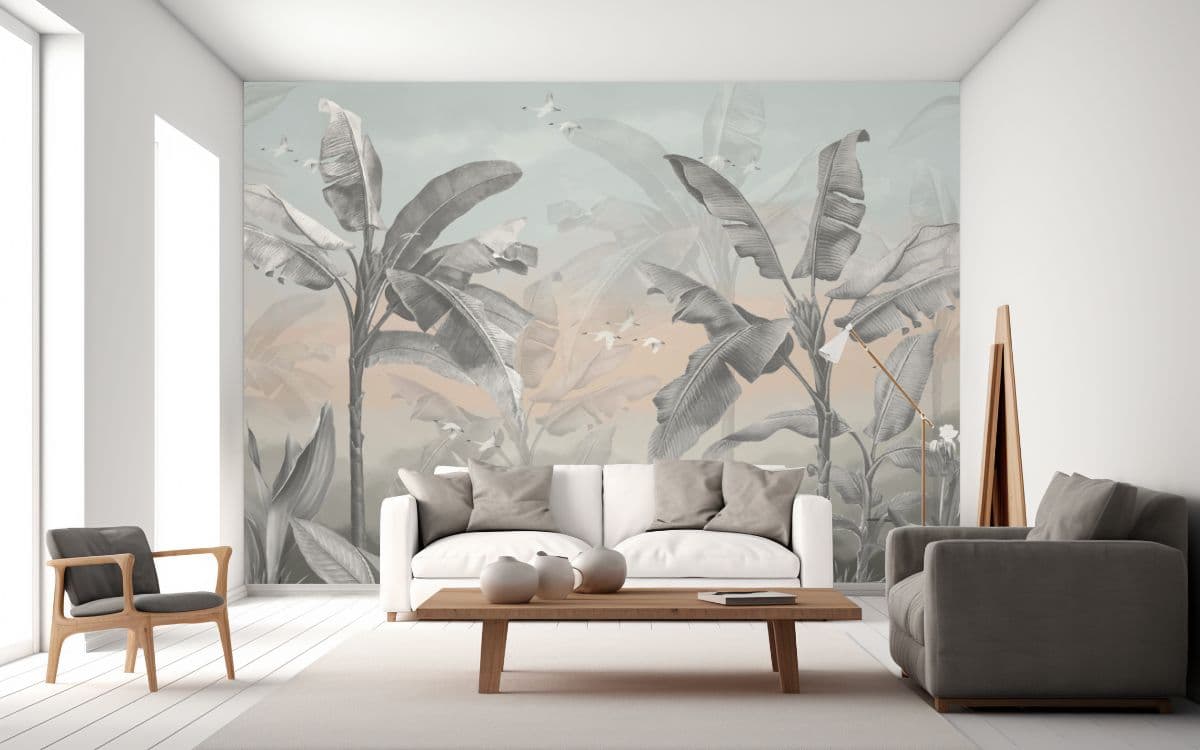 Aesthetic Banana Trees Wallpaper for Wall shown in a room