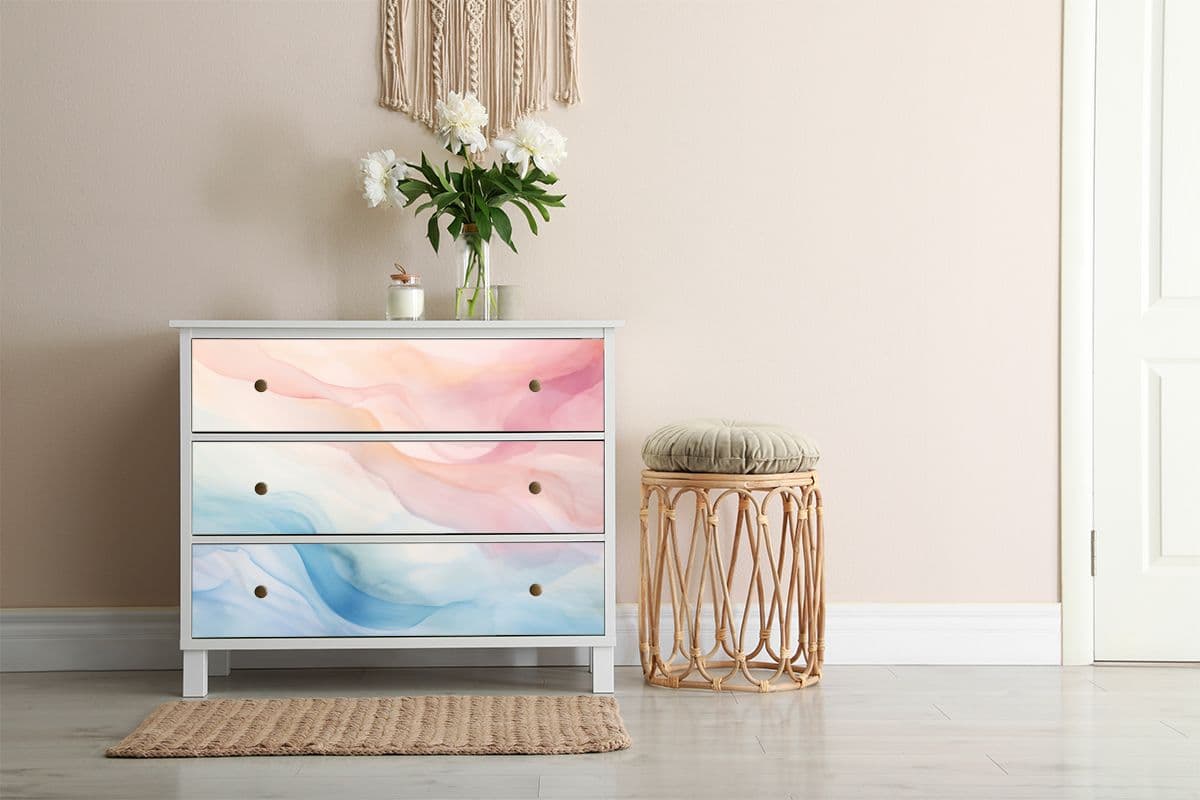 Enchanting Marble Texture Furniture Wallpaper shown in a room